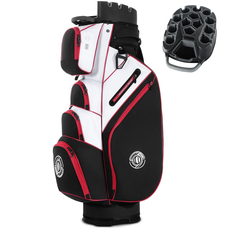 Shopsource Golf Cart Bag, 14 Way Molded Top and Full-Length Dividers, Organizer Cart Bag for Men Women, Golf Club Bags with Ergonomic Padded Strap, Zippered Pockets, Rain Hood - Image 1