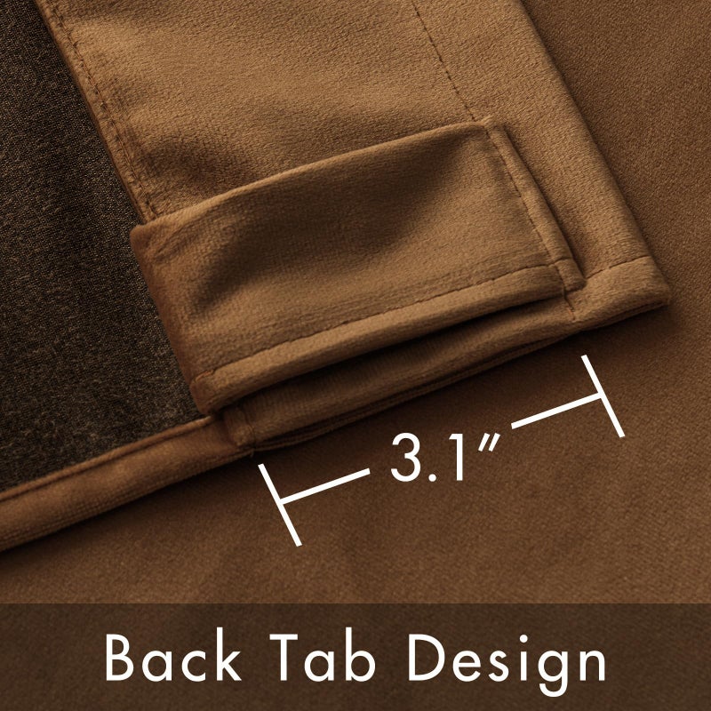 MIULEE Velvet Curtains 84 inches - Luxury Curtains for Bedroom Living Room Room Darkening Thermal Insulated Super Soft Window Drapes Rod Pocket & Back Tab, Brown, W52 x L84 inches, 2 Panels - Image 3
