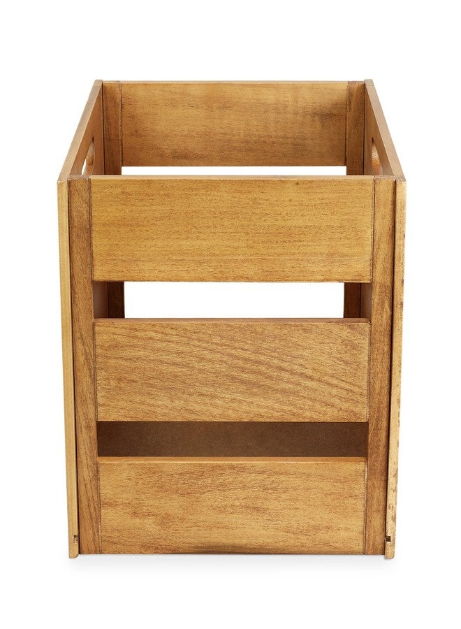 Victrola Wooden Record Crate - Tabletop Vinyl Album Holder, No-Tool Assembly, Holds Over 50 Records, Real Wood Construction, Elegant Design (Natural Wood) - Image 2