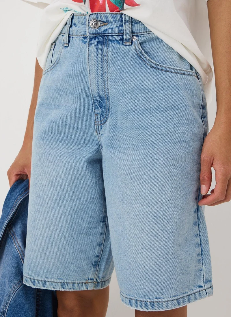 Matalan Blue Lightwash Relaxed Knee Length Shorts