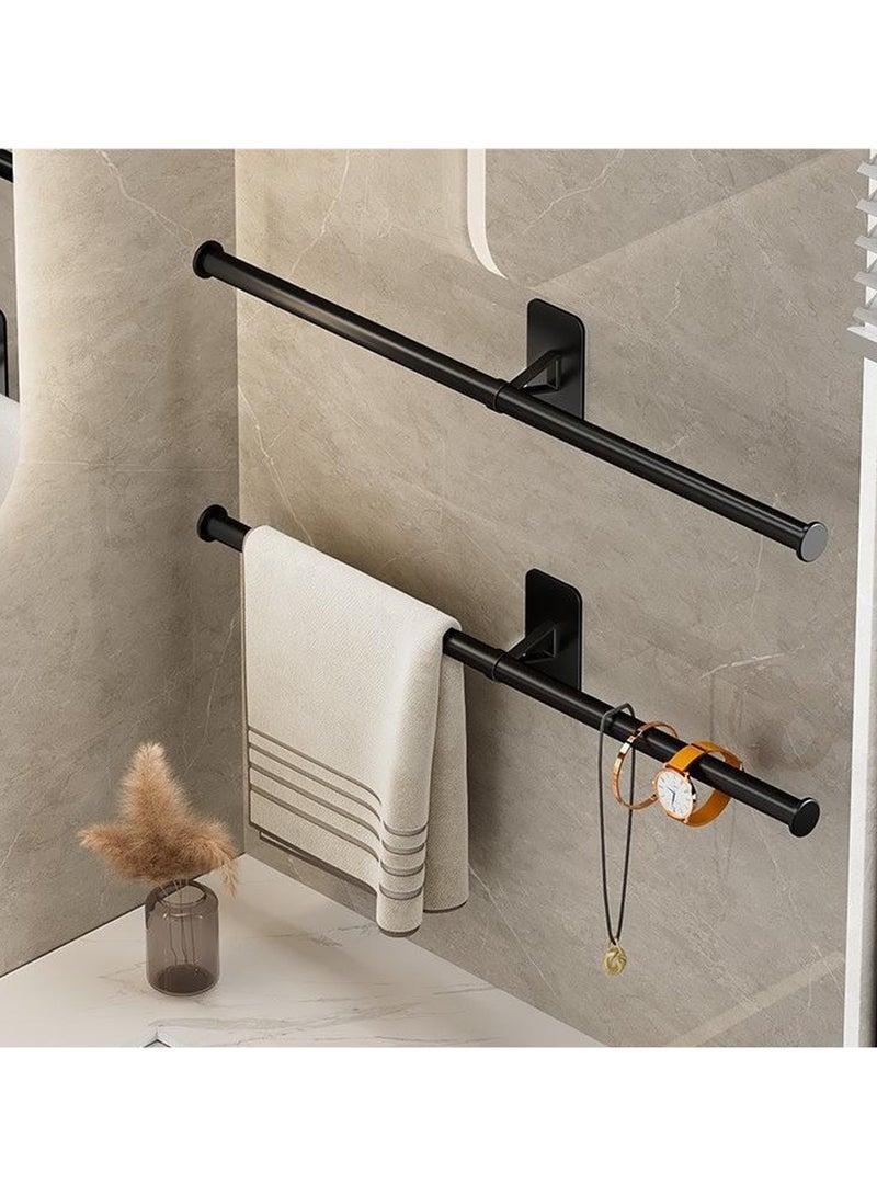 YQbest 2 Pack Bath Towel Bar,Towel Holder Rods for Bathroom, Adhensive Bathroom Towel Bar Slipper Shoe Rack Wall Mounted Towel Hangers for Bathroom Wall, Bathroom Accessories 55cm (black) - Image 2