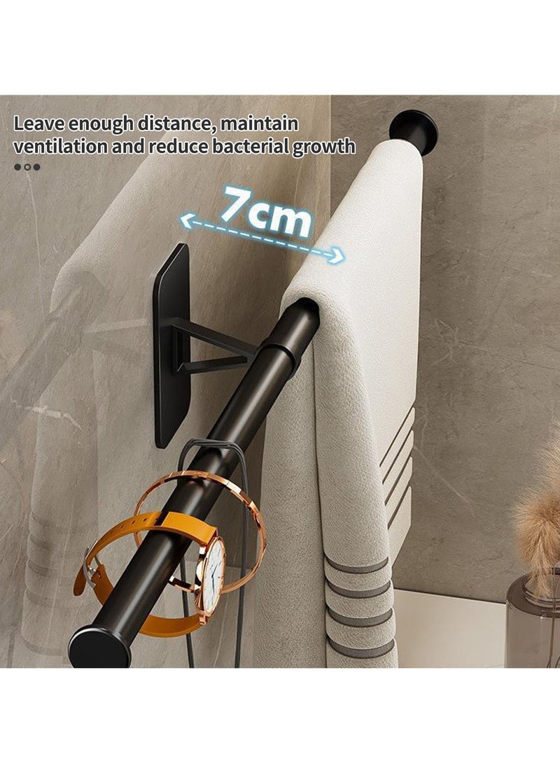 YQbest 2 Pack Bath Towel Bar,Towel Holder Rods for Bathroom, Adhensive Bathroom Towel Bar Slipper Shoe Rack Wall Mounted Towel Hangers for Bathroom Wall, Bathroom Accessories 55cm (black) - Image 3