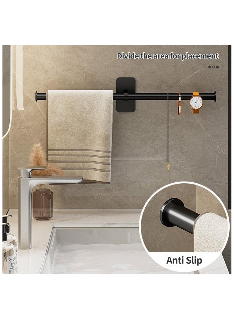YQbest 2 Pack Bath Towel Bar,Towel Holder Rods for Bathroom, Adhensive Bathroom Towel Bar Slipper Shoe Rack Wall Mounted Towel Hangers for Bathroom Wall, Bathroom Accessories 55cm (black) - Image 4