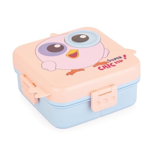 ATTRO Festive Super Birdy Lunch Box 2 Layer Plastic Lunch Box Comes with 1 Detachable Tray, 1 Small Container & 1 Spoon Ideal for Kids BPA Free 1590ml+70ml- Peach - Image 1