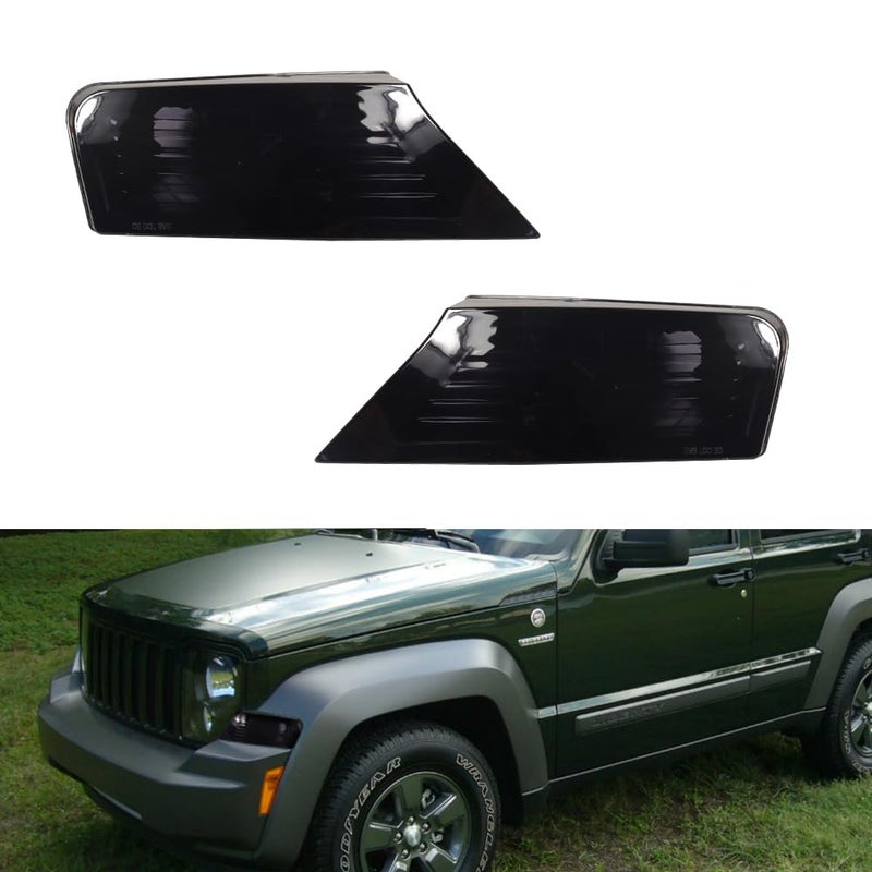 Tonsya For 2008 2009 2010 2011 2012 Jeep Liberty Front Bumper Signal Side Marker housing Smoked Lens 57010124AAPFM 57010125AAPFMCH2520145 CH2521145 - Image 2