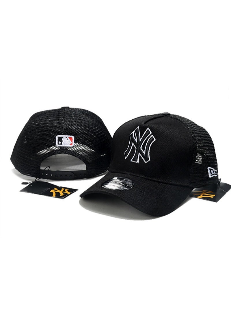 New York Yankees New Era Black Trucker Mesh Adjustable MLB Baseball Cap with White Embroidered Logo