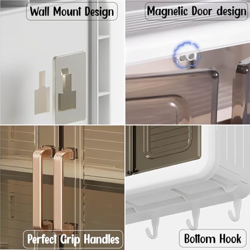 HOMIFLY 3 Layer Self-Adhesive No-Drill Storage Cabinet for Kitchen/Organiser for Bathroom with Doors/Durable Space-Saving Kitchen Almirah/Spice Rack/Multipurpose Wall-Mounted Cabinet (Pack of 1) - Image 5