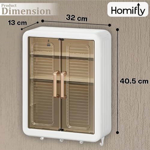 HOMIFLY 3 Layer Self-Adhesive No-Drill Storage Cabinet for Kitchen/Organiser for Bathroom with Doors/Durable Space-Saving Kitchen Almirah/Spice Rack/Multipurpose Wall-Mounted Cabinet (Pack of 1) - Image 3