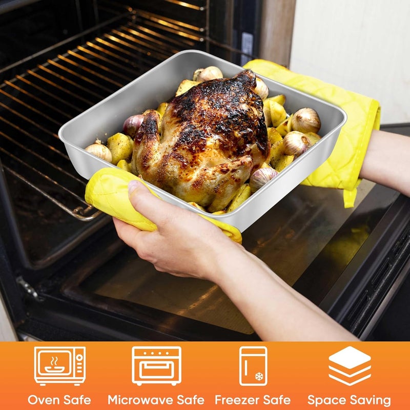 Herogo 9 x 9 x 2 Inch Baking Pan Set of 2 for Oven, Stainless Steel Square Cake Pan for Lasagna Brownies Casseroles Cakes, Dishwasher Safe & Durable - Image 3