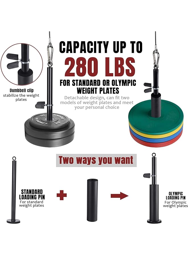 erorex Roller Gym Set, Tricep Rope, Straight Bar, 2 Cables, Upgrad Loading Pin, 3 Hoist Buckles And Hanging Strap, Home Gym Equipment With Silent Pulley, Home Cable Pulley System For Routine - Image 3