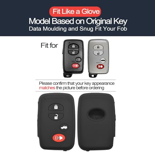 INFIPAR 2pcs Compatible with Toyota Venza 86 Avalon Camry Corolla Highlander Prius RAV4 Sequoia Scion FR-S tC Smart 4 Buttons Black Key Fob Cover Case Key Chain Protector Keyless Remote Holder - Image 2