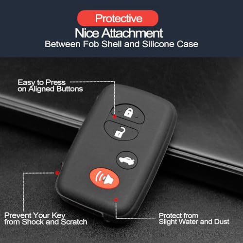 INFIPAR 2pcs Compatible with Toyota Venza 86 Avalon Camry Corolla Highlander Prius RAV4 Sequoia Scion FR-S tC Smart 4 Buttons Black Key Fob Cover Case Key Chain Protector Keyless Remote Holder - Image 4