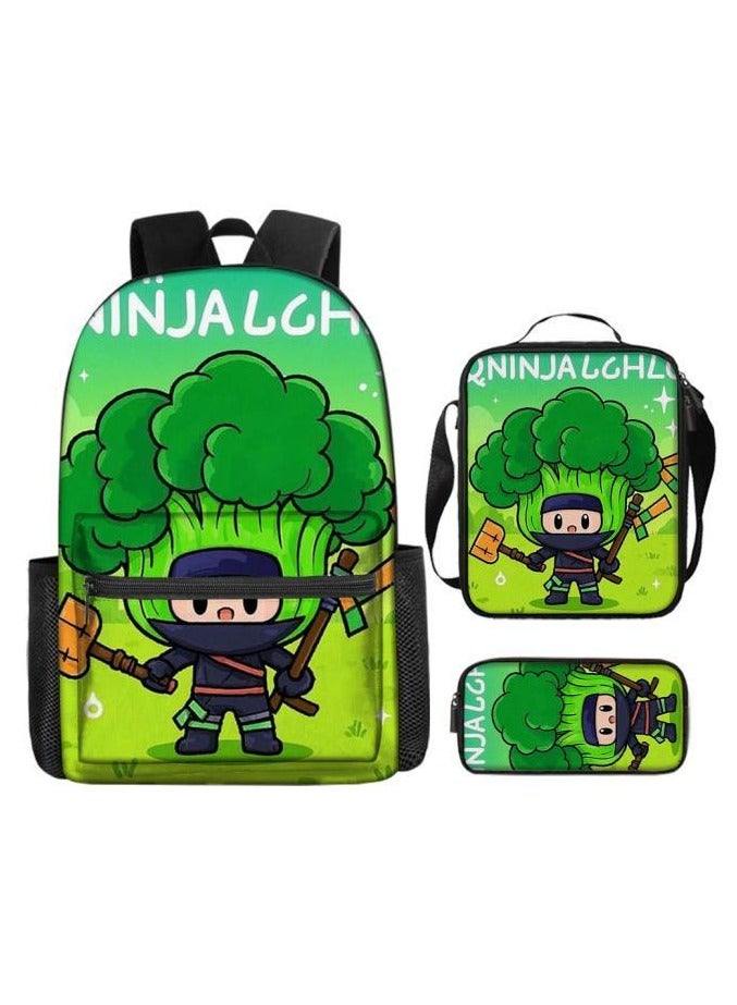 Cartoon three-piece schoolbag with zipper - 641  - Image 2