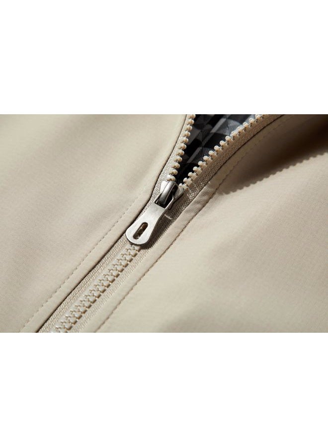 URBANFIND Men's Sports Shell Jacket Lightweight Windbreaker Outdoor Recreation Coat, Khaki, S - Image 5