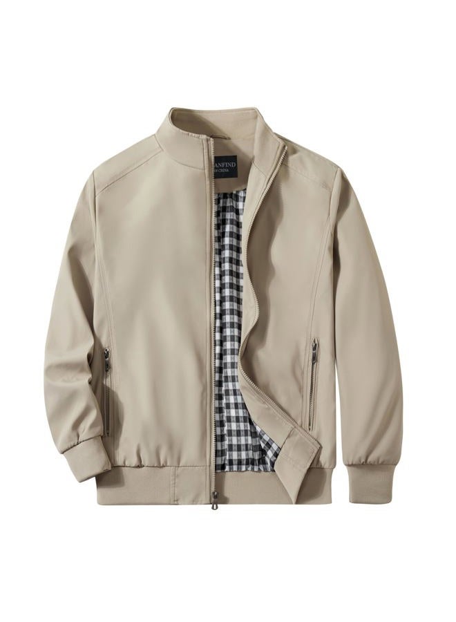 URBANFIND Men's Sports Shell Jacket Lightweight Windbreaker Outdoor Recreation Coat, Khaki, S - Image 1