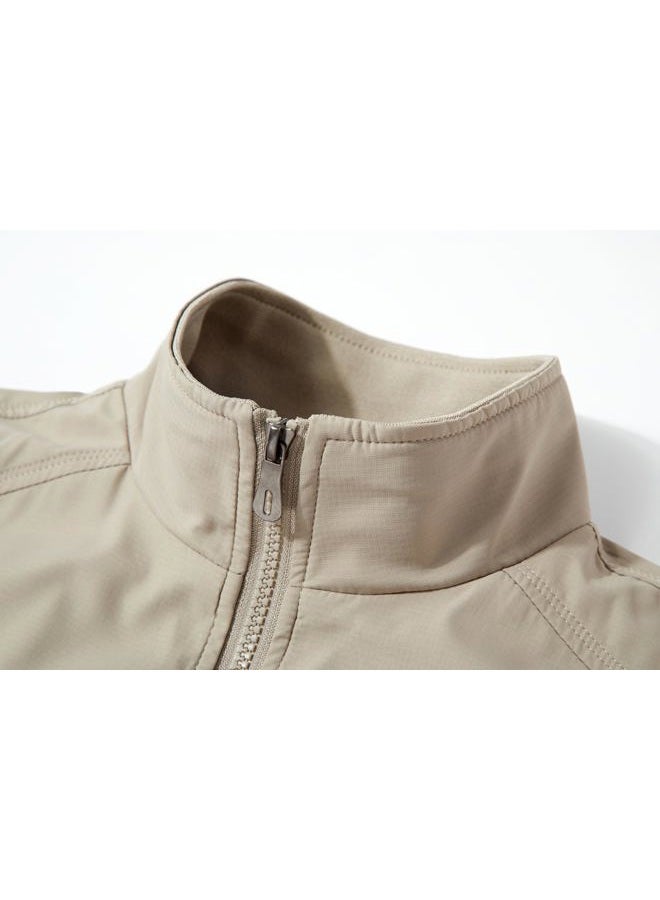 URBANFIND Men's Sports Shell Jacket Lightweight Windbreaker Outdoor Recreation Coat, Khaki, S - Image 4