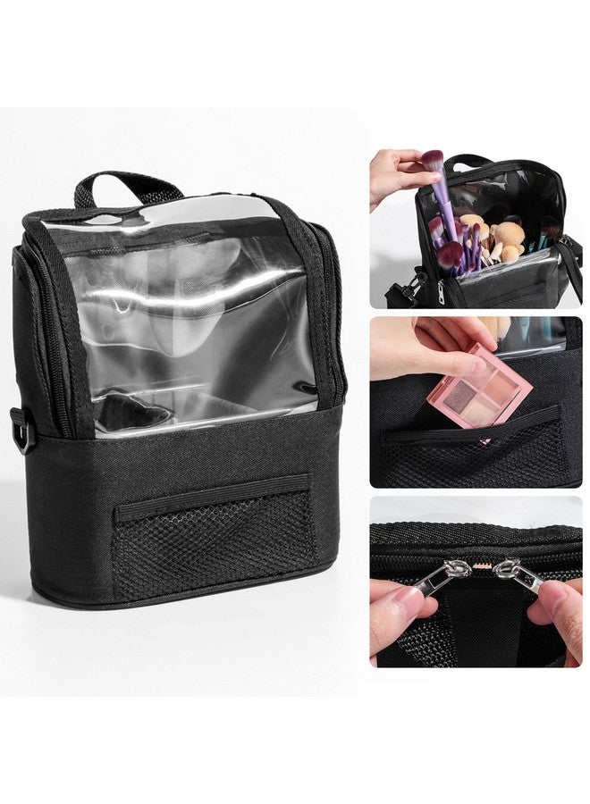 Shrux Cosmetic Organizer Bag Makeup Pouch | Makeup Brushes Accessories Portable Shoulder Strap Carry Bag | Toiletry Kit and Makeup Brush Storage Case | Transparent View Cosmetic Item Organizer Bag - Image 3