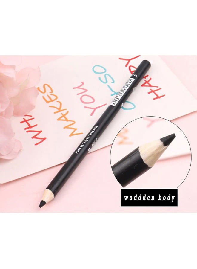 Linble Black Eyeliner Pencil Set - 12 PCs Matte Silky Formulas Waterproof Eye Crayon Liners - Image 3