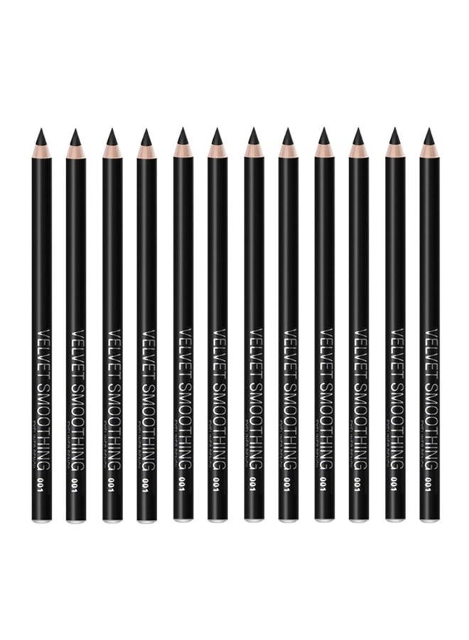 Linble Black Eyeliner Pencil Set - 12 PCs Matte Silky Formulas Waterproof Eye Crayon Liners - Image 1