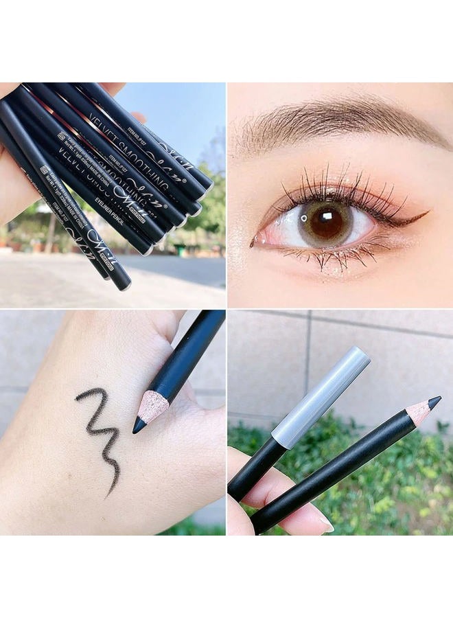 Linble Black Eyeliner Pencil Set - 12 PCs Matte Silky Formulas Waterproof Eye Crayon Liners - Image 4