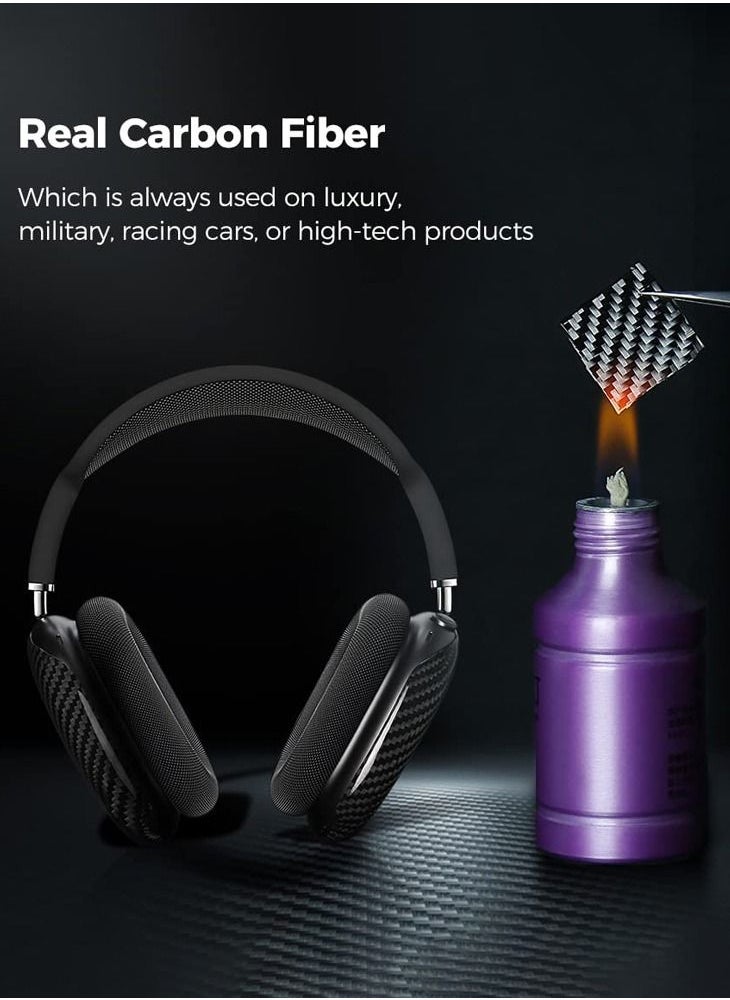 MONOCARBON - Real Carbon Fiber for Airpods Max Case Cover Ultra Protective & Lightweight - Glossy Black - Image 1