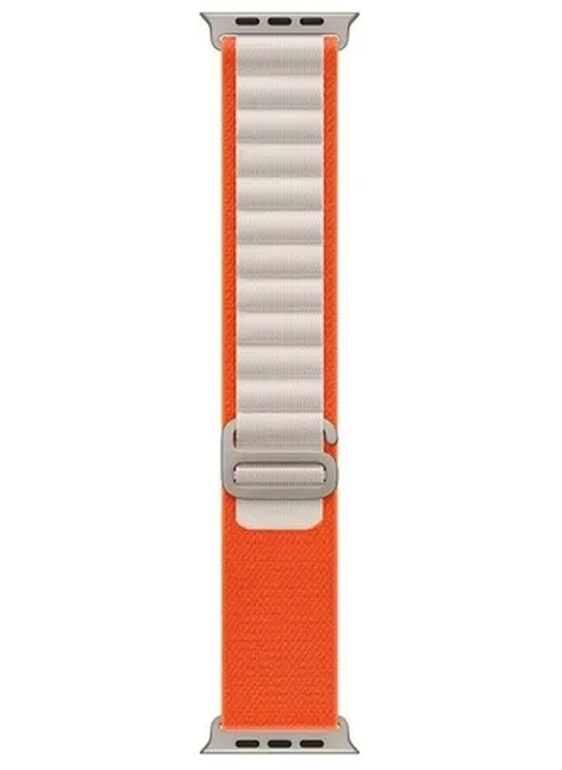 Rabos - Apple Watch Alpine Loop Band 49mm/45mm/44mm Nylon Woven Sport Strap Compatible with iWatch Series 8/Ultra/7/SE/6/5/4/3/2/1 Orange/White - Image 1