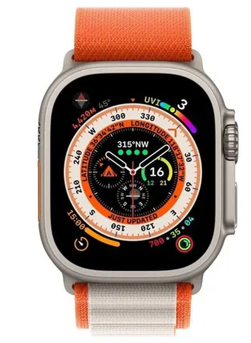 Rabos - Apple Watch Alpine Loop Band 49mm/45mm/44mm Nylon Woven Sport Strap Compatible with iWatch Series 8/Ultra/7/SE/6/5/4/3/2/1 Orange/White - Image 1