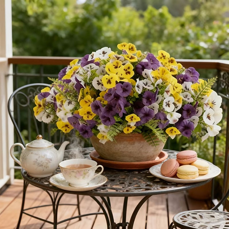 6 Pcs Artificial Pansy Flower Set Everlasting Beauty Realistic Details Vibrant Colors Perfect for Mother Day Valentine Day Outdoor Garden Indoor Space Balcony Wedding Decoration Maintenance Free Mixed Color - Image 4