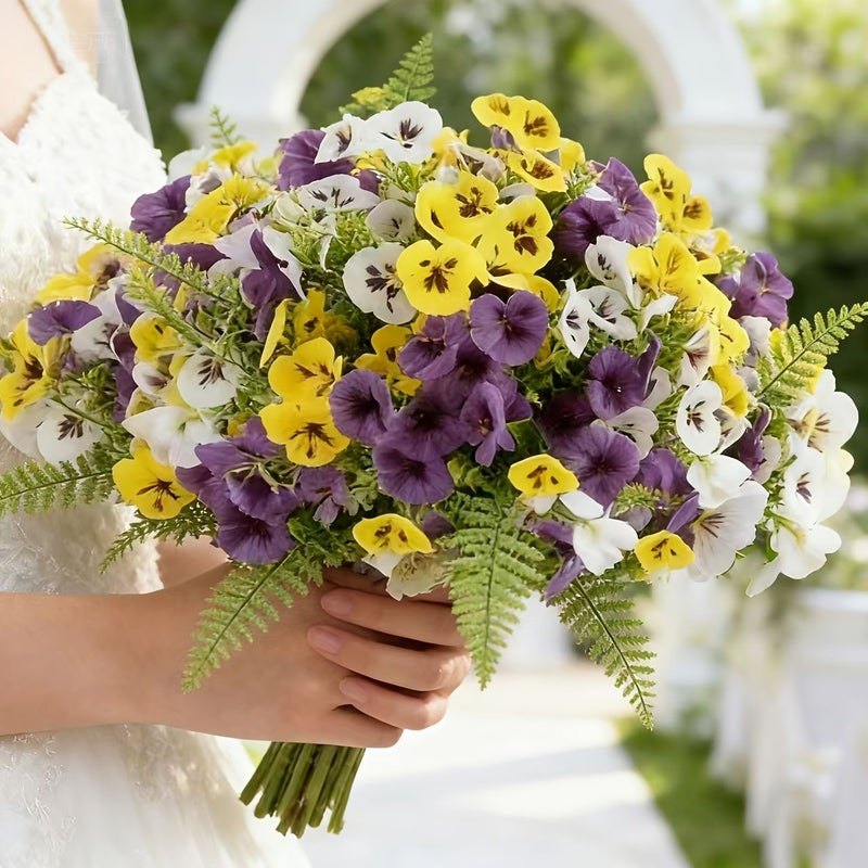 6 Pcs Artificial Pansy Flower Set Everlasting Beauty Realistic Details Vibrant Colors Perfect for Mother Day Valentine Day Outdoor Garden Indoor Space Balcony Wedding Decoration Maintenance Free Mixed Color - Image 3