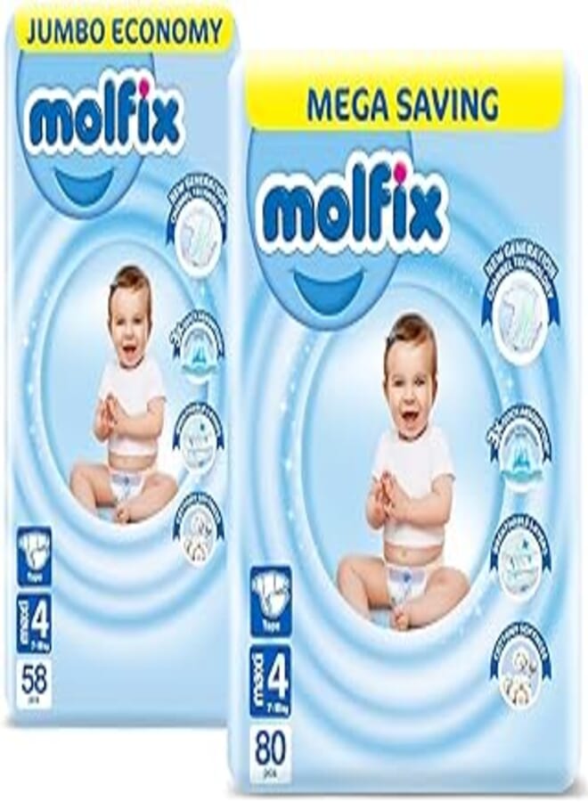 Molfix Super Saver Molfix Bundle - Baby Diapers - Maxi Size 4-138 Pieces
