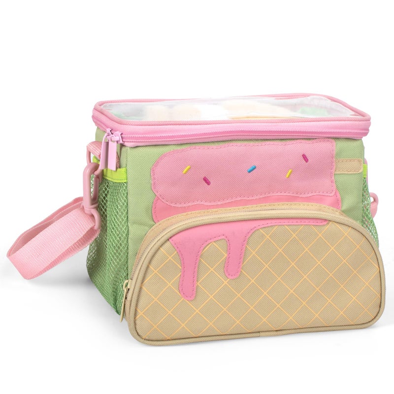 rolovee Kids Bike Basket Front 2-in-1 Boys & Girls Bike Accessories Ice Cream Design Tool-Free Install 600D Nylon Shoulder Bag Convertible Handlebar Bag & Crossbody Purse for Kids Bicycle/Ebike/Knee Scooter - Image 2