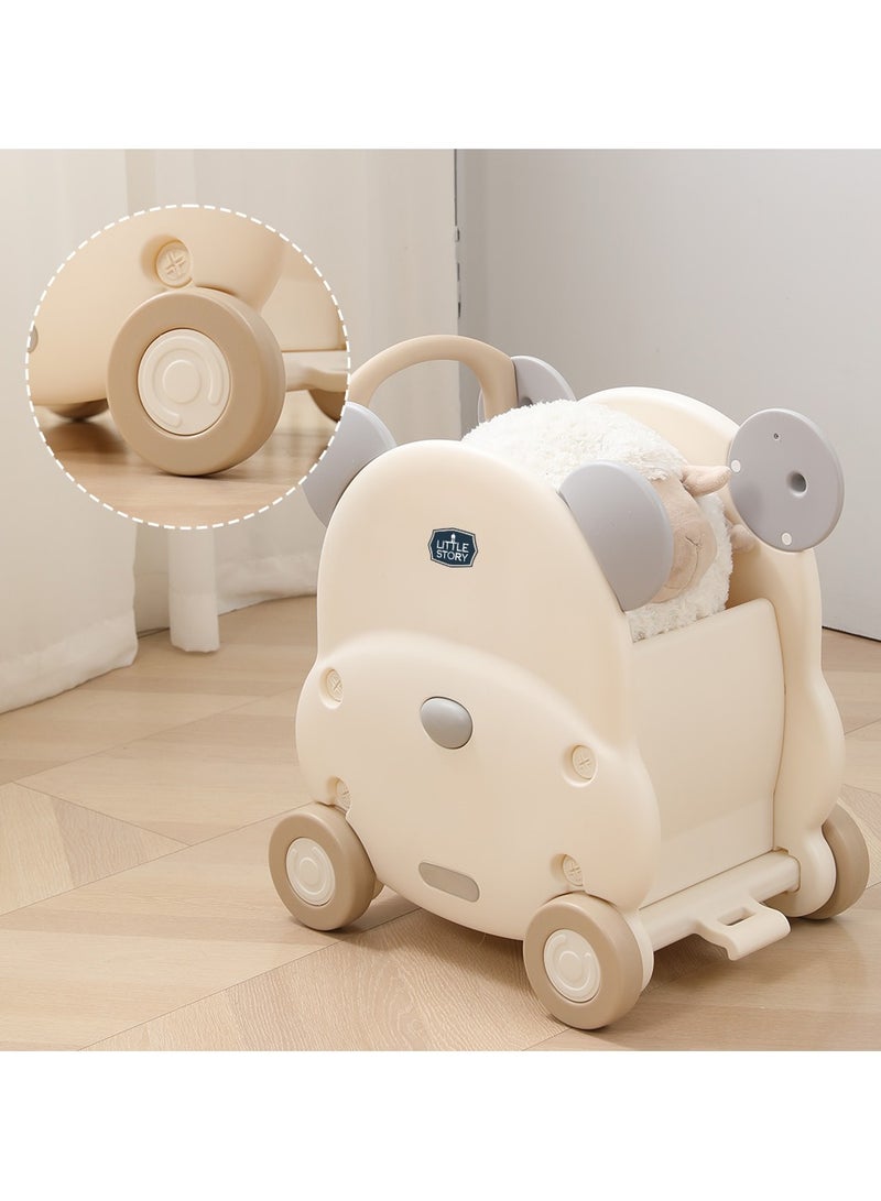 Little Story Portable Kids Toys Shopping/Storage Cart - Bear Beige - Image 4