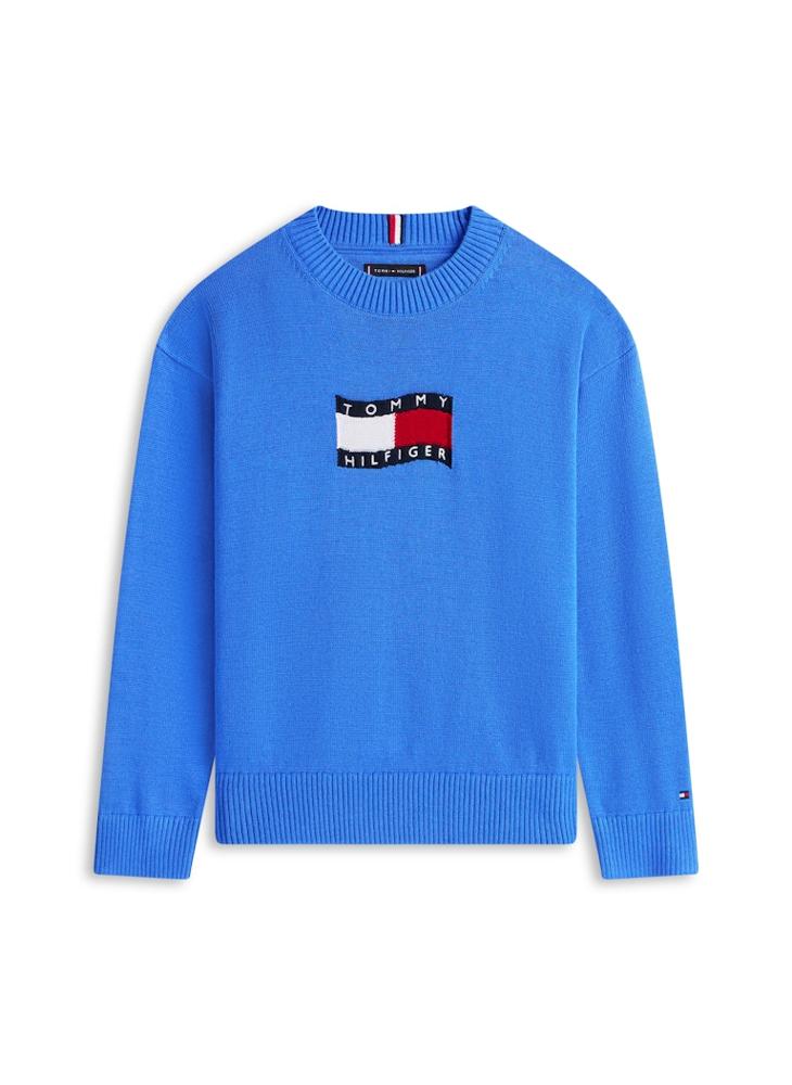 TOMMY HILFIGER Intarsia Wavy Flag Crew Neck Jumper - Image 5