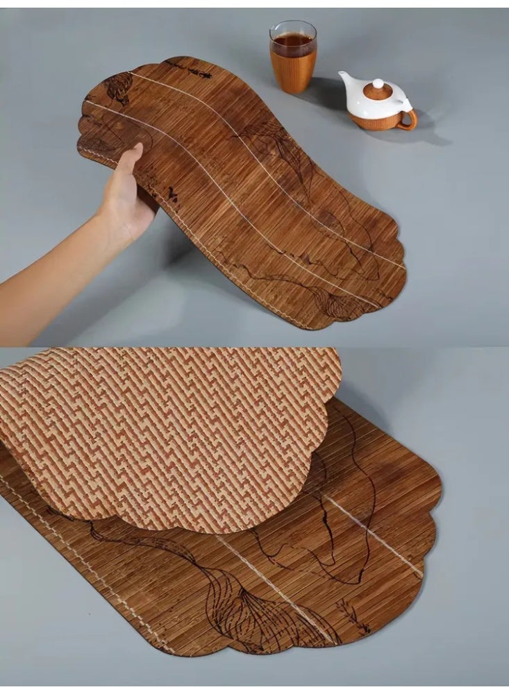 Elegant Chinese Bamboo Table Mats, Traditional Pattern Tea Pad Set, Washable Dinner Mats for Home & Gifting - Image 4