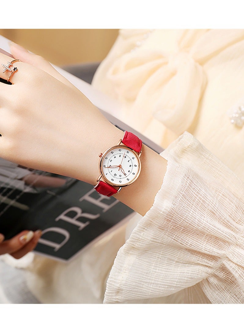 Goolsky Women’s Red Leather Quartz Watch – Elegant Fashion Jewelry Wristwatch with Minimalist Dial  - Image 2