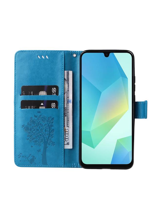 S-TOP Case For Samsung Galaxy A26 5G Global Tree & Cat Embossed Pattern Flip Leather Phone Case - Image 4