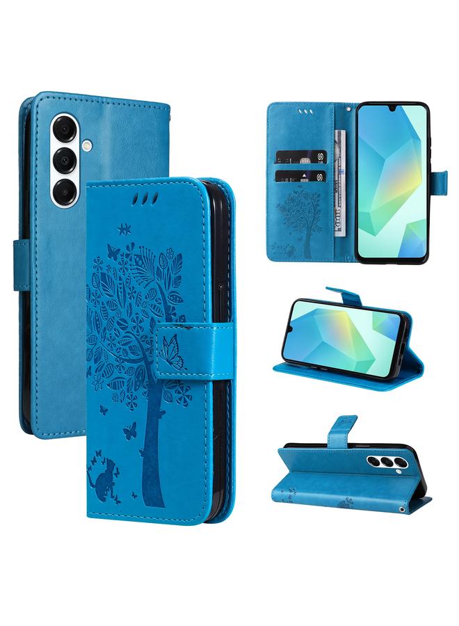 S-TOP Case For Samsung Galaxy A26 5G Global Tree & Cat Embossed Pattern Flip Leather Phone Case - Image 1
