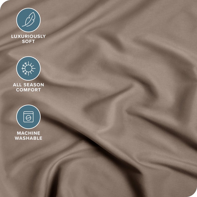 Bare Home Fitted Bottom Sheet Twin Size - Premium 1800 Microfiber - Ultra-Soft Hotel Luxury - Deep Pocket - Durable and Long Lasting (Twin  Taupe) - Image 2