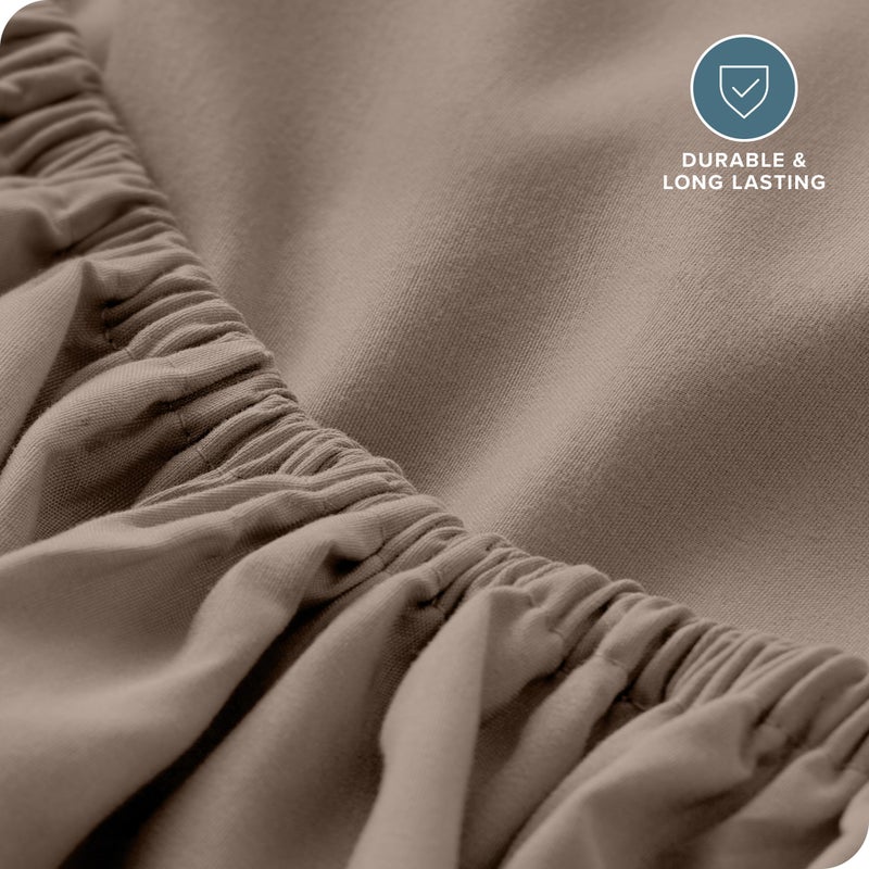 Bare Home Fitted Bottom Sheet Twin Size - Premium 1800 Microfiber - Ultra-Soft Hotel Luxury - Deep Pocket - Durable and Long Lasting (Twin  Taupe) - Image 5