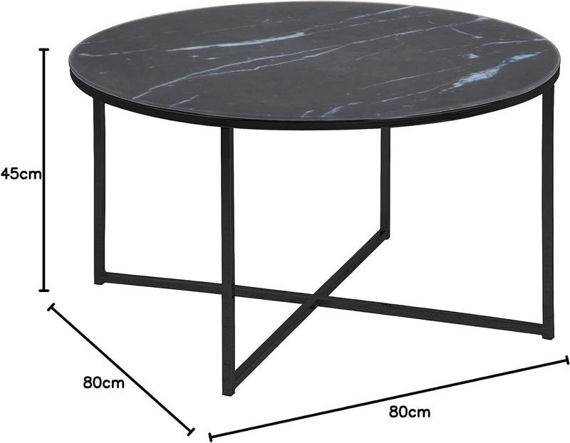 Priti Design Furniture Coffee Table, Black, 80 x 80 x 45 cm - Image 3
