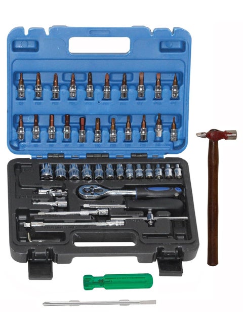 Digital Craft Hand Tool Kit Car Ratchet Wrench Assembly Tool Household Repair Tools Automotive Set 46PC Socket Set6Inch 2 In 1 Screw DriverHammer 200 gm