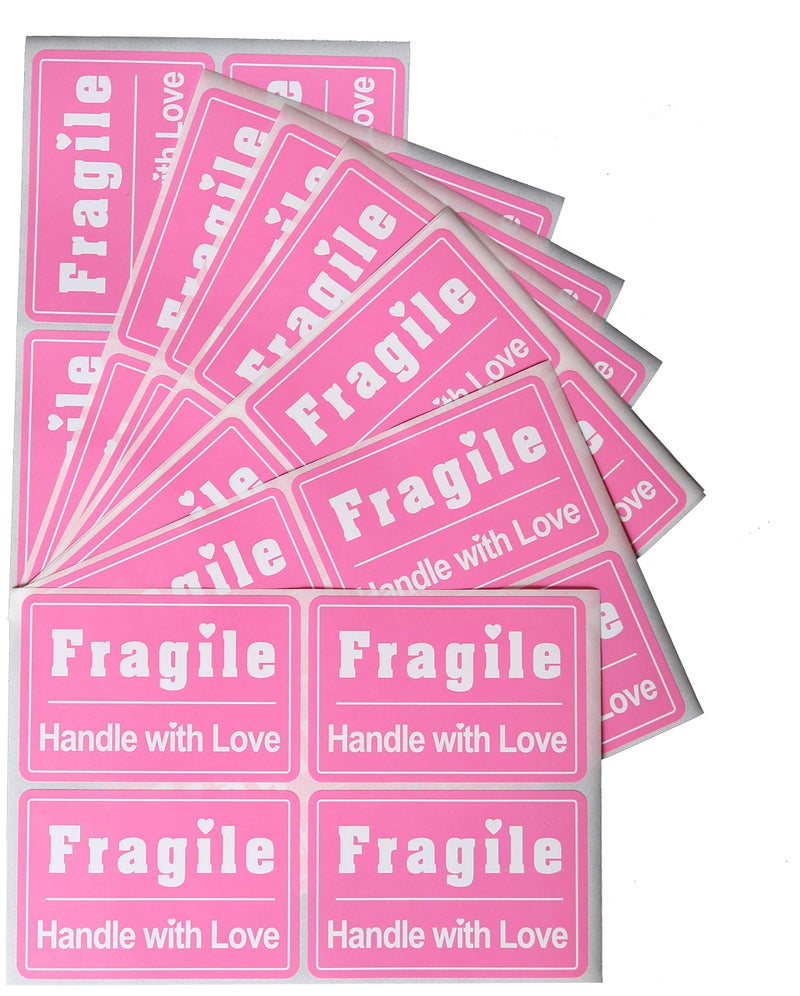 M MeshaKippa MeshaKippa 2x3 200pcs Cute Fragile Stickers for Shipping Box Personal Mailing Girls Bags 