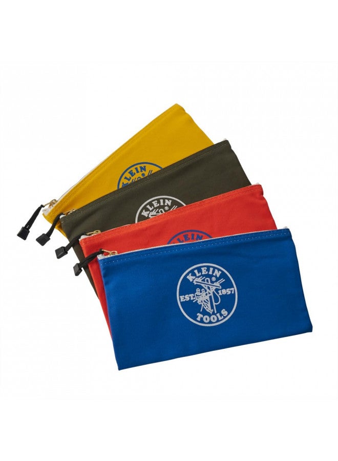 Klein Tools Klein Tools 5140 Canvas Zipper Bag, Tool Pouch, Tool Bag, Utility Bag, Bank Deposit Bag, 12.5 x 7-Inch, Olive/Orange/Blue/Yellow 4-Pack  - Image 3