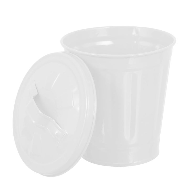 Lovely Desktop Garbage Bin with Lid, Small White Trash Can Flower Pot, Decorative Waste Container for Living Room and Bedroom Tabletop Use - Image 1