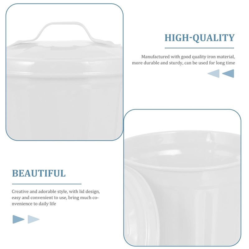 Lovely Desktop Garbage Bin with Lid, Small White Trash Can Flower Pot, Decorative Waste Container for Living Room and Bedroom Tabletop Use - Image 3