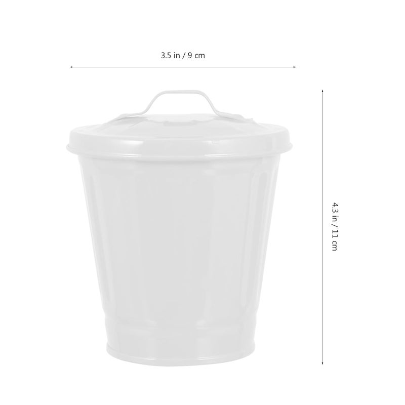 Lovely Desktop Garbage Bin with Lid, Small White Trash Can Flower Pot, Decorative Waste Container for Living Room and Bedroom Tabletop Use - Image 2