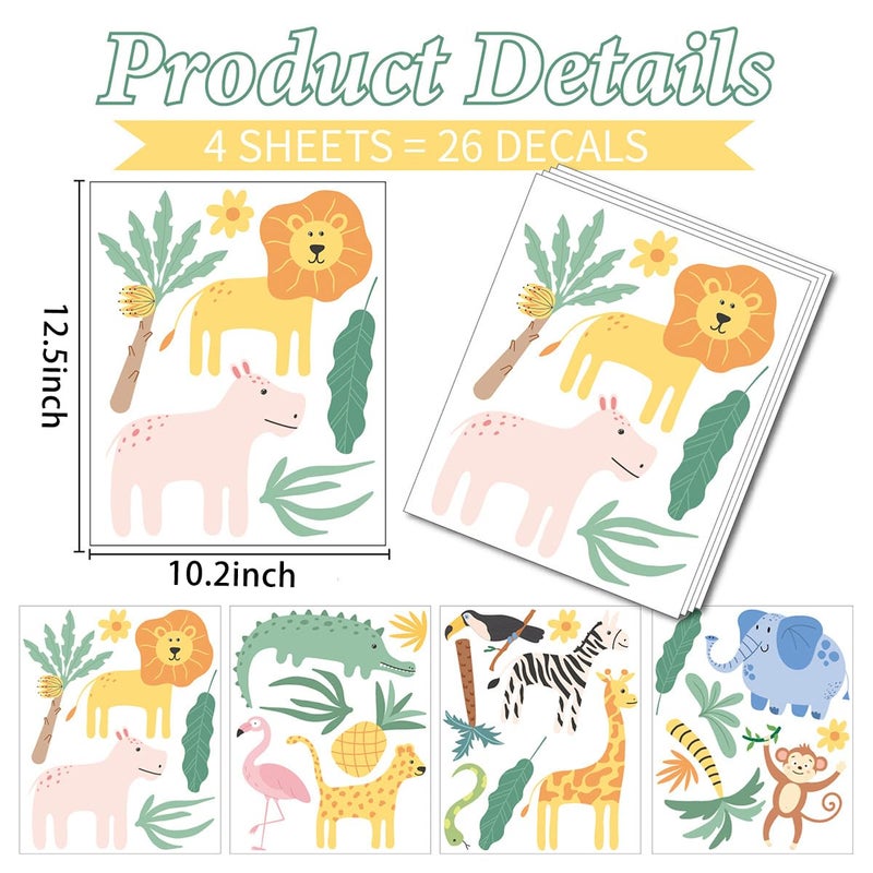AOWDIAO Animals Wall Decals, Cute Safari Wall Stickers for Baby Kids, Jungle Theme Decor for Nursery, Classroom, Playroom, Bedroom - Image 4