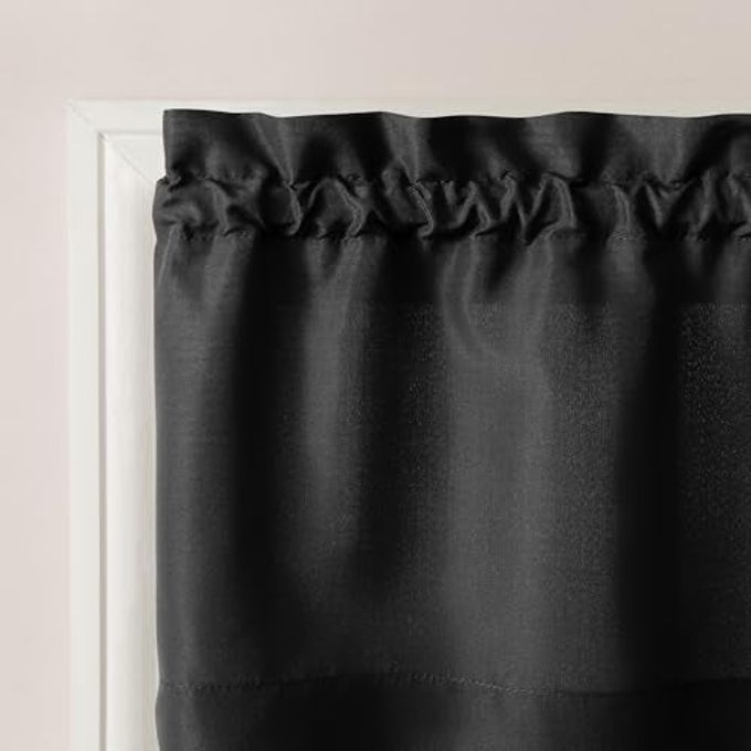 No. 918 Martine Microfiber Semi-Sheer Rod Pocket Kitchen Curtain Valance and Tiers Set, 54" x 45", Black - Image 5