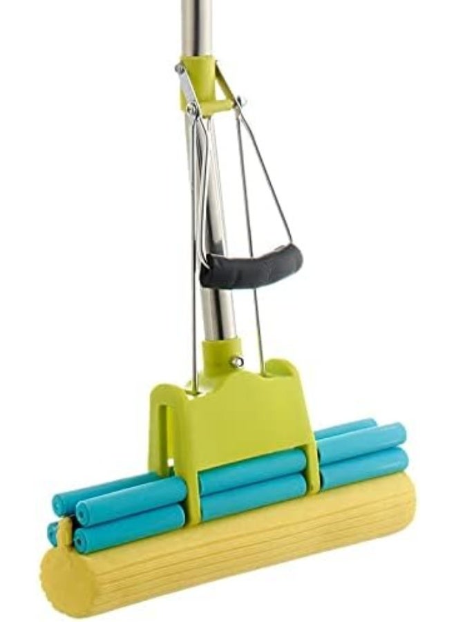 ممسحة قطنية مسطحة، ممسحة أرضيات بمقبض قابل للتعديل، ممسحة إسفنجية قابلة للعصر لتنظيف الأرضيات بسهولة، أدوات تنظيف للمنزل والحمام والمطبخ - 27 سم (متعددة الألوان) - Image 2