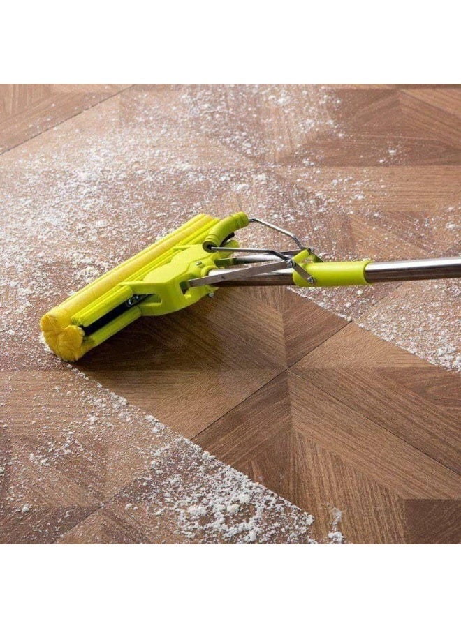 ممسحة قطنية مسطحة، ممسحة أرضيات بمقبض قابل للتعديل، ممسحة إسفنجية قابلة للعصر لتنظيف الأرضيات بسهولة، أدوات تنظيف للمنزل والحمام والمطبخ - 27 سم (متعددة الألوان) - Image 4